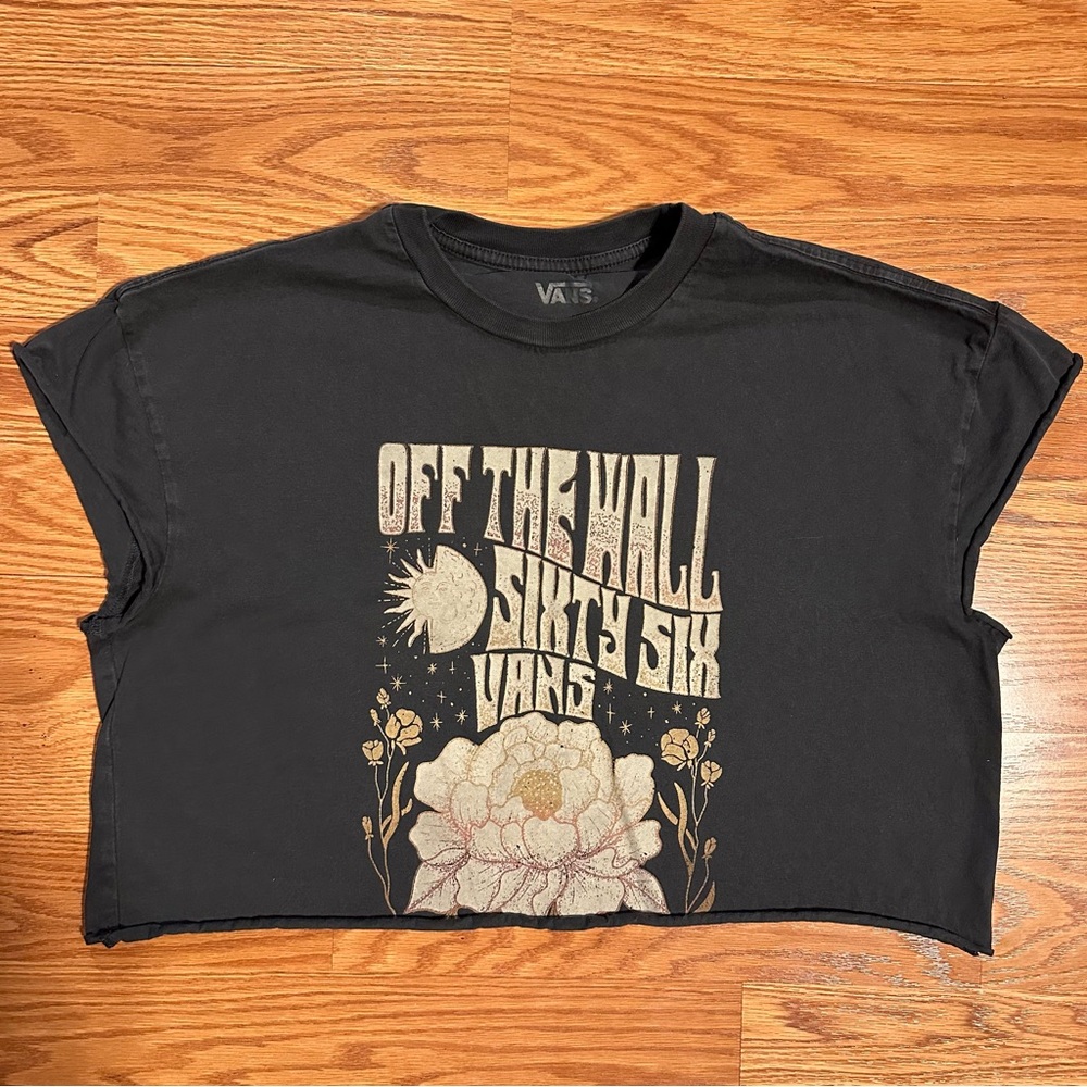 Vans Black Off The Wall Graphic Crop Tee